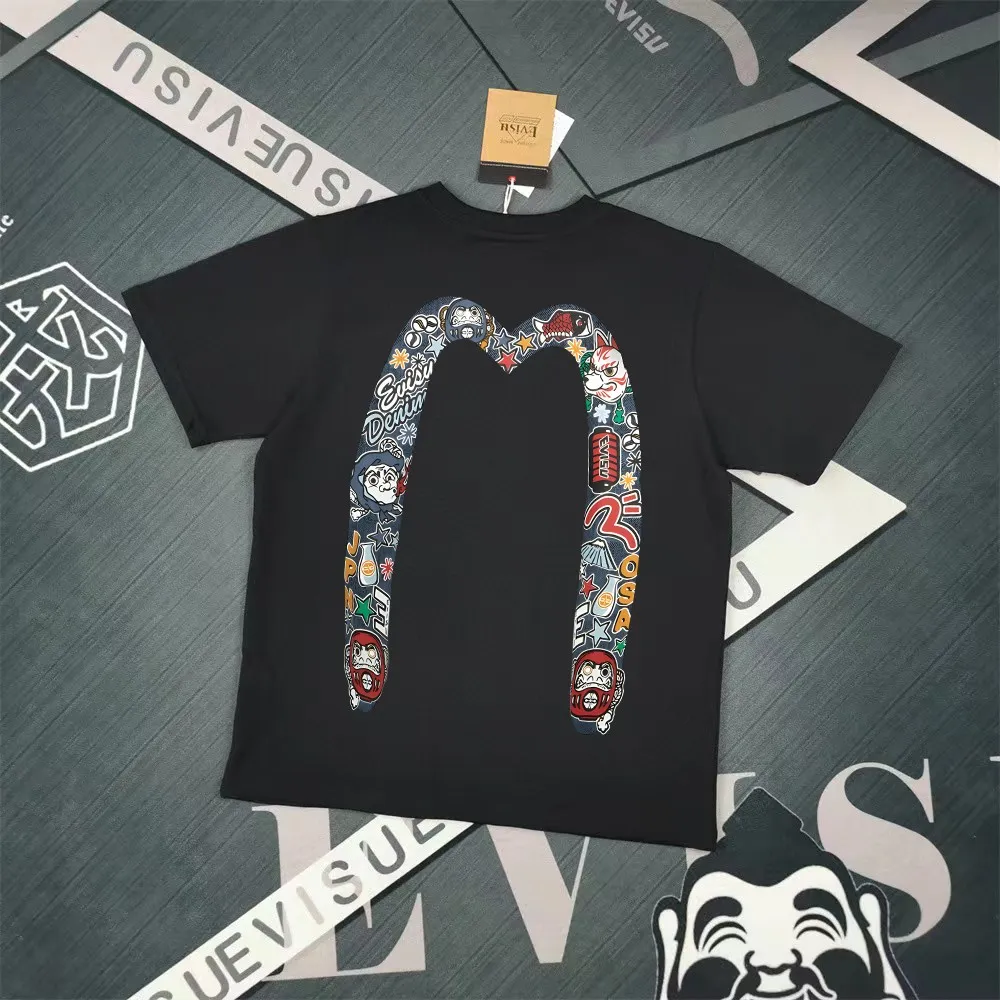 Evisu 2025New Arrival T ⚠ Quality⚠ Same Style T 。 ，Black S-XXL，White S-XXL，Gray M-XXL，Red S-XXL， Red M-XXL